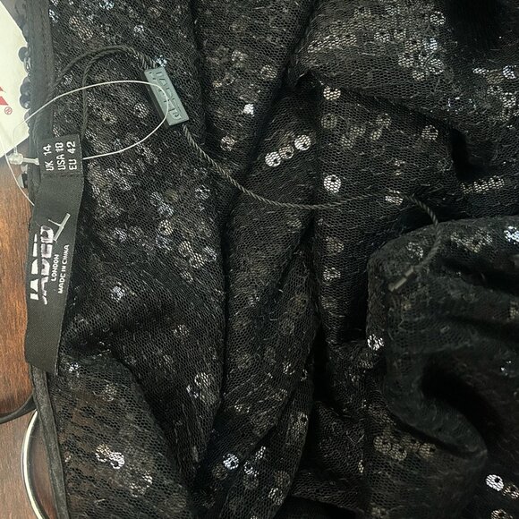 NWT Jaded London Black Sequin Vixen Mini Dress US 10 - Picture 4 of 6